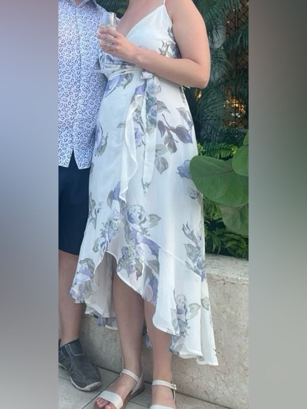 Lovely Day White Dress with Lavender and Sage Floral Print